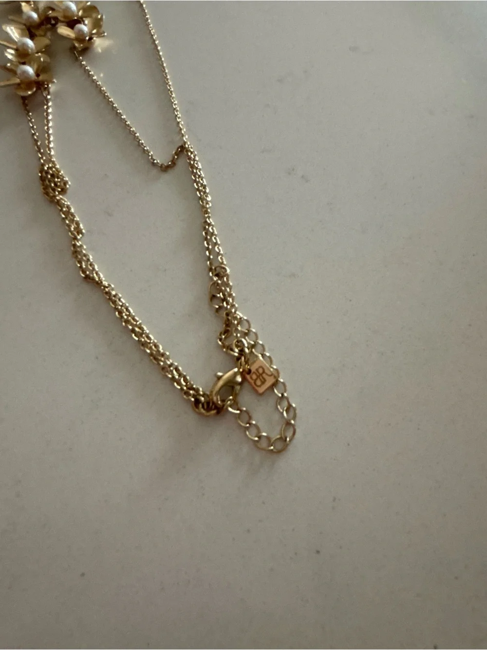 Banana Republic Gold Floral Pearl Statement Necklace